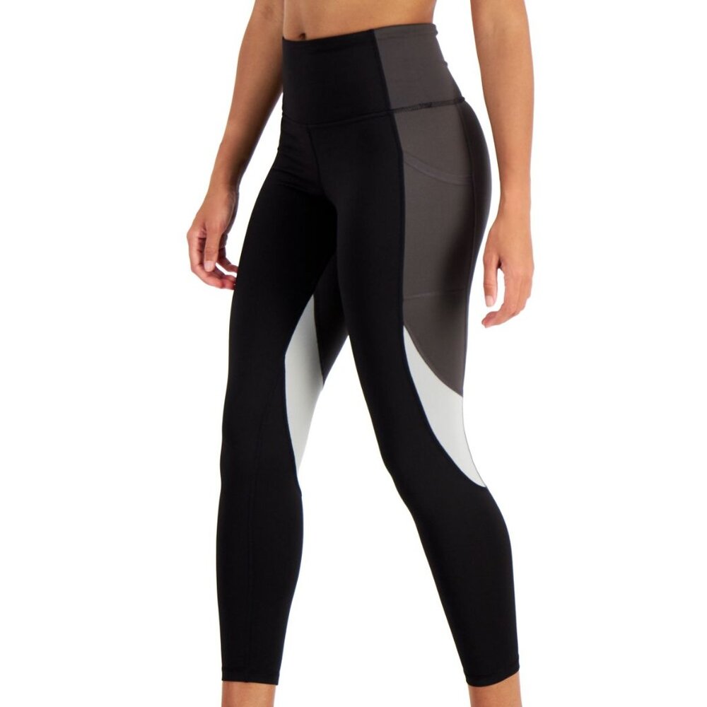 Ideology Black & White High-Waist Colorblock Leggings